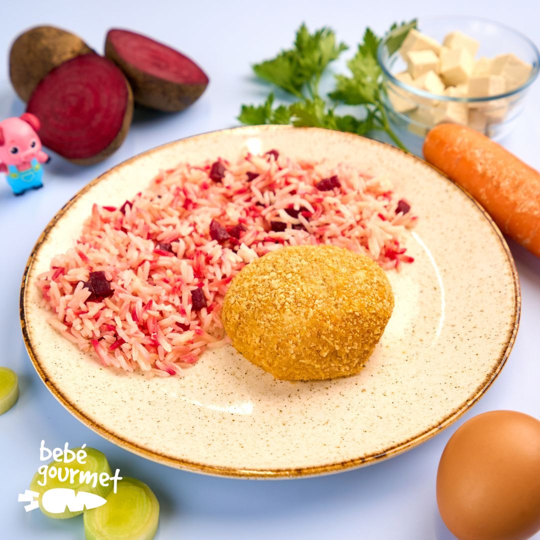 Almofadinhas de Tofu e Vegetais com Arroz Colorido  (12+)