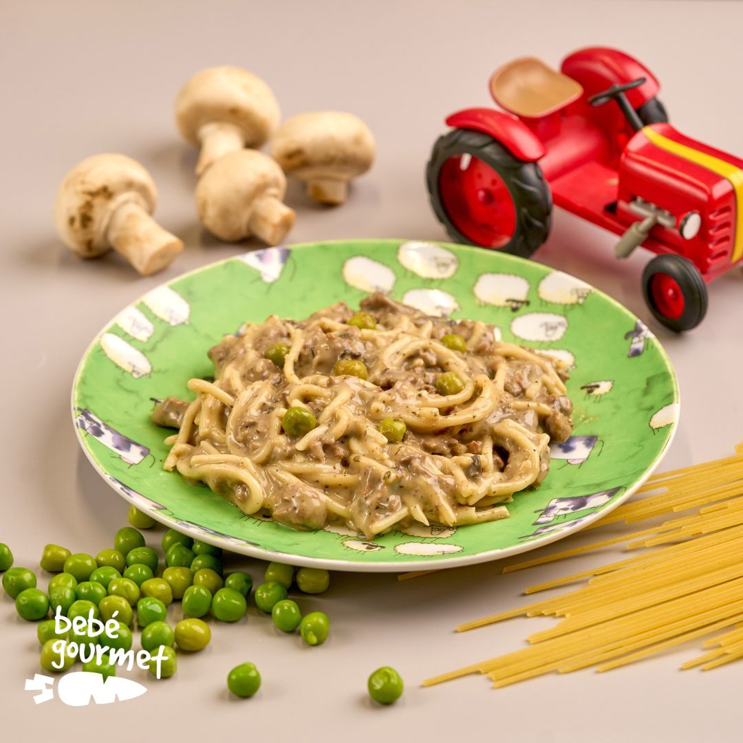 Tirinhas de Vitela com Ervilhas e Cogumelos (12+)